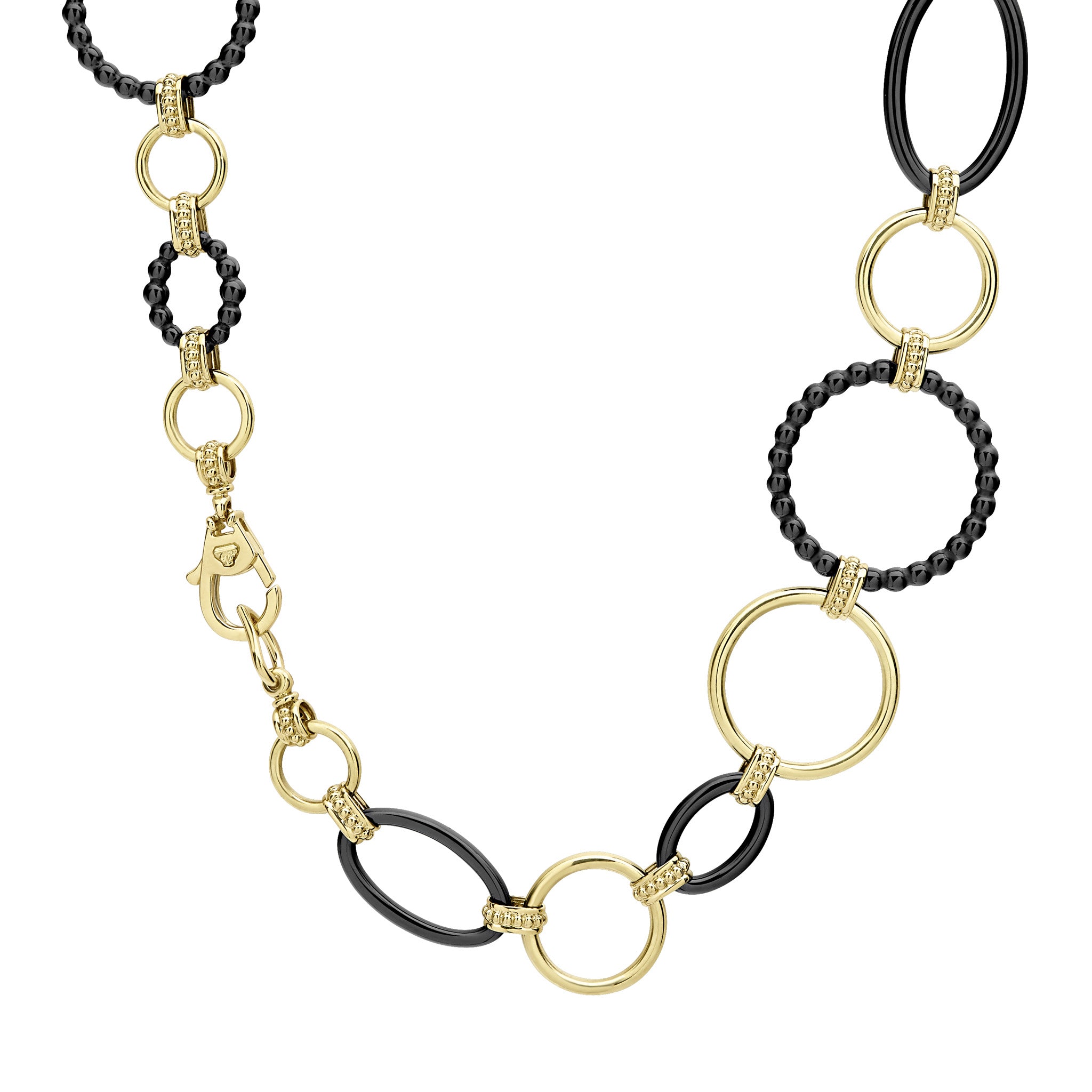 Meridian 18K Gold and Black Ceramic Link Necklace