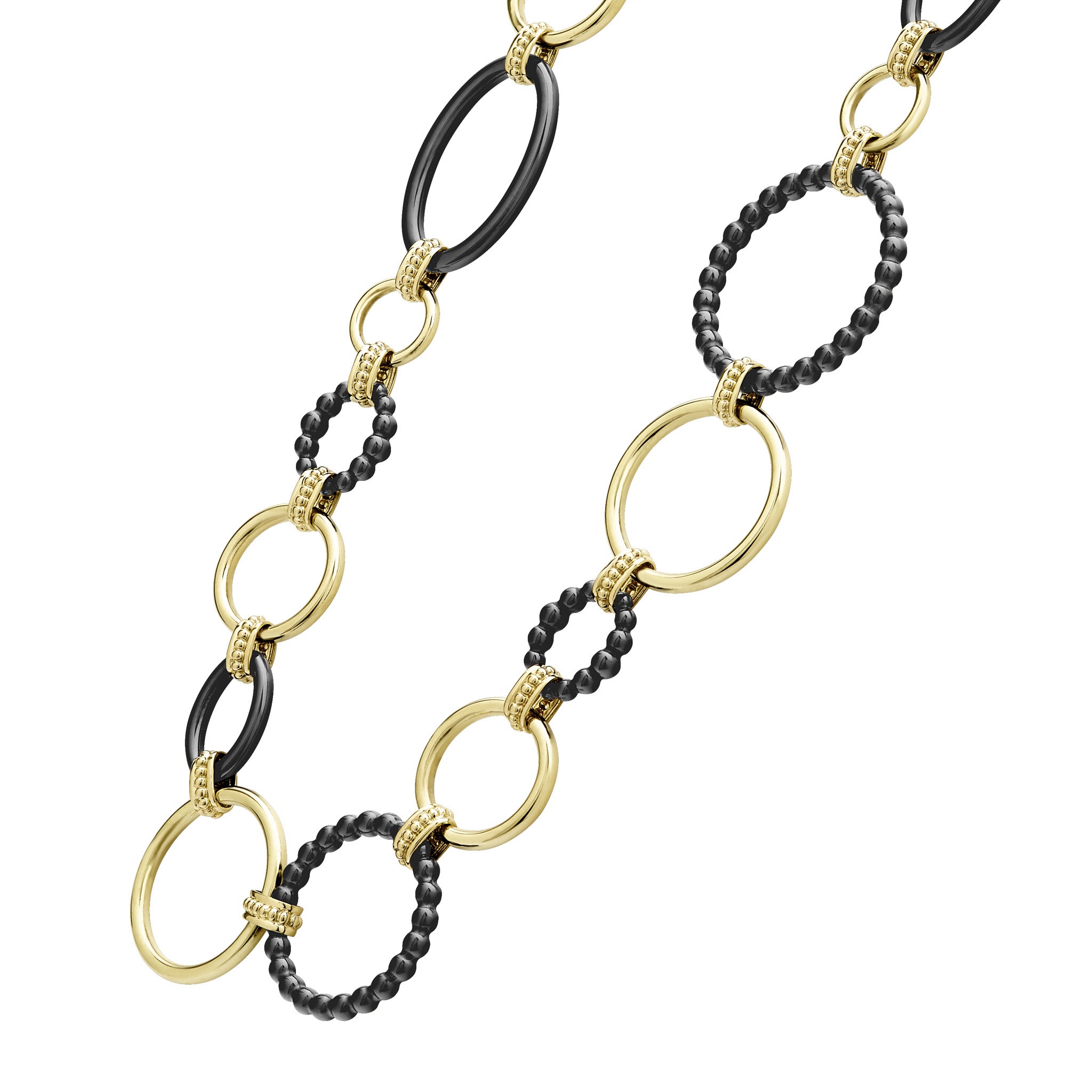 Meridian 18K Gold and Black Ceramic Link Necklace