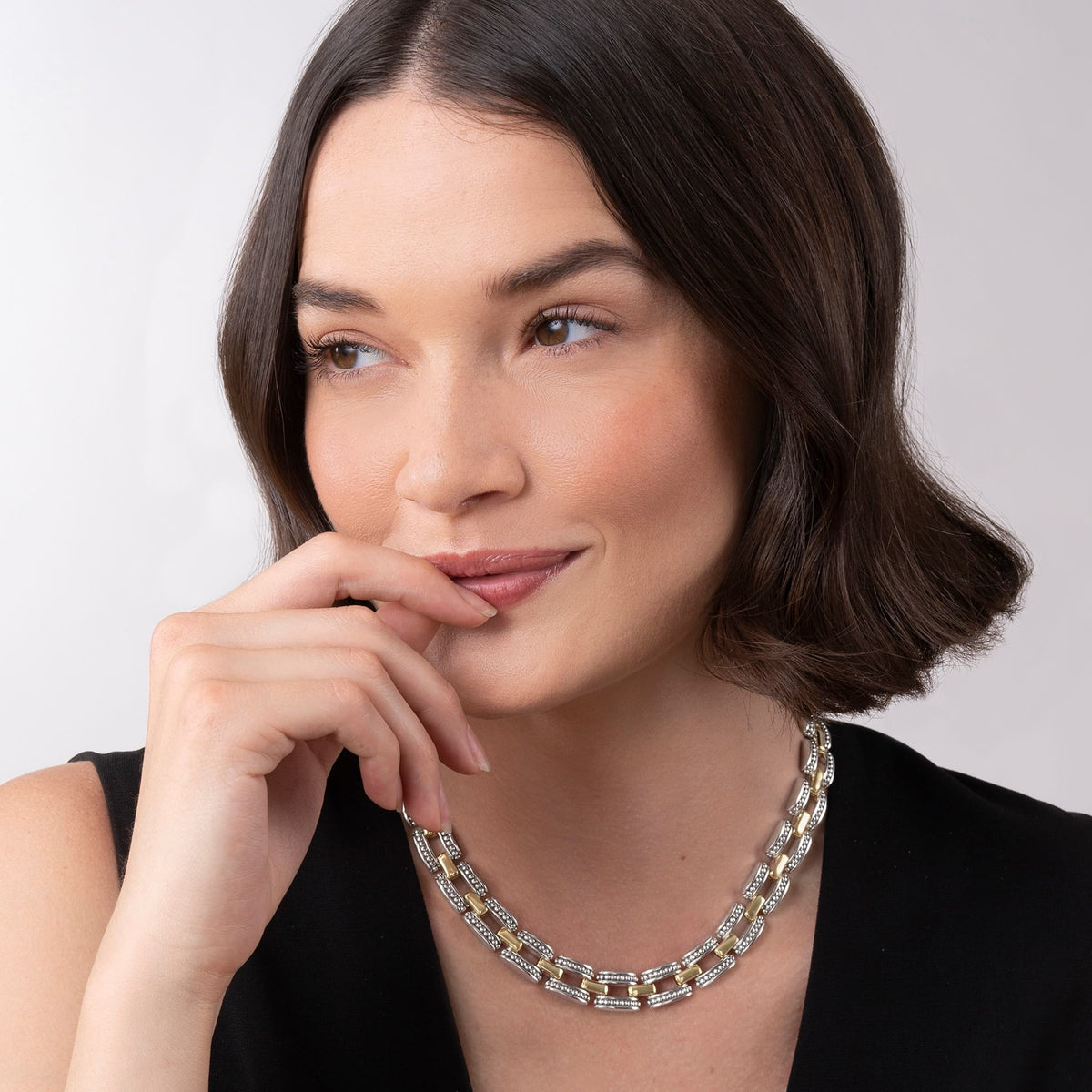 Two-Tone Caviar Link Necklace | LAGOS Jewelry