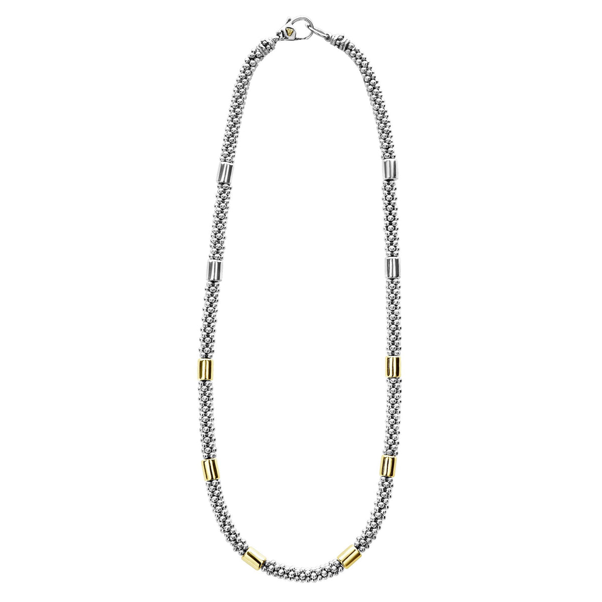 Two-Tone Station Caviar Necklace | 5mm | LAGOS Jewelry