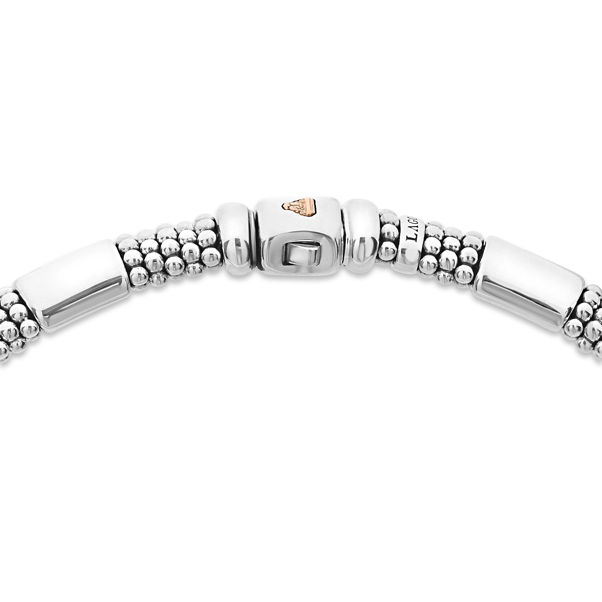 High Bar Rose Gold Station Caviar Necklace 12mm