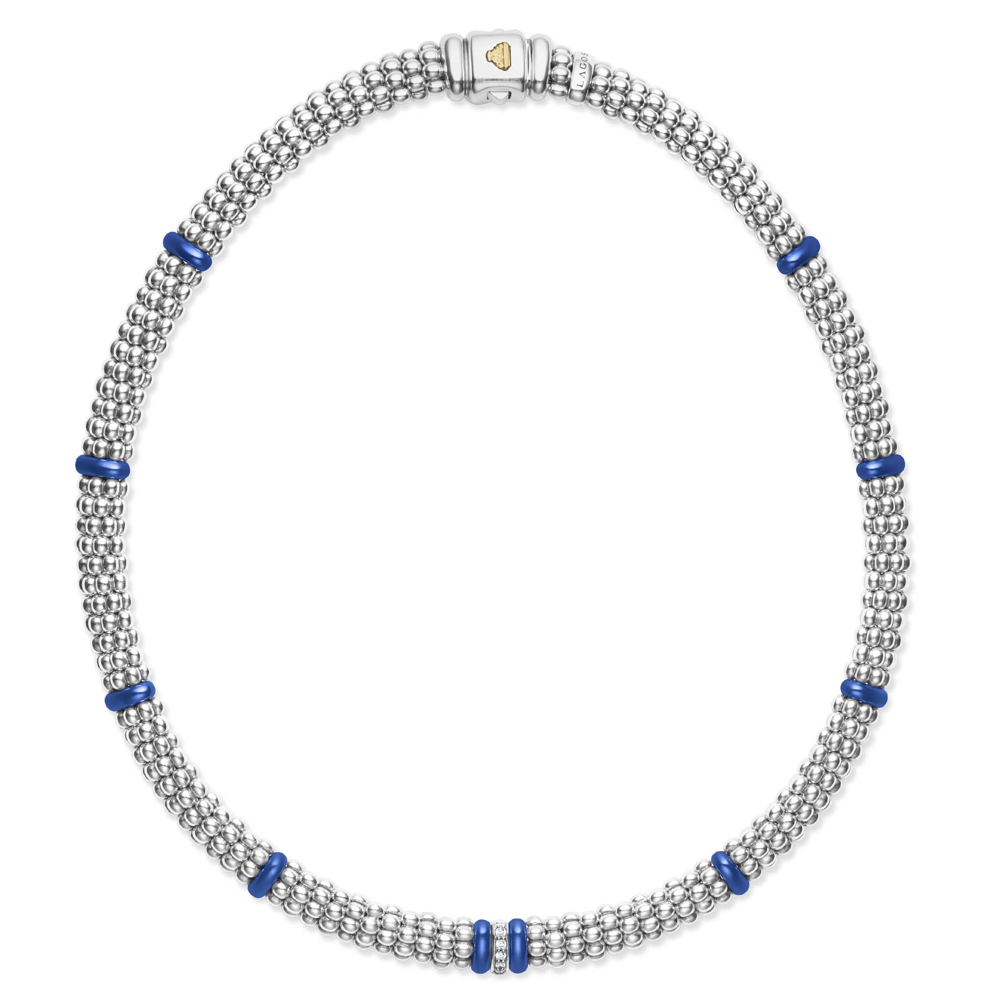 Blue Caviar Ultramarine Single Station Diamond Caviar Necklace