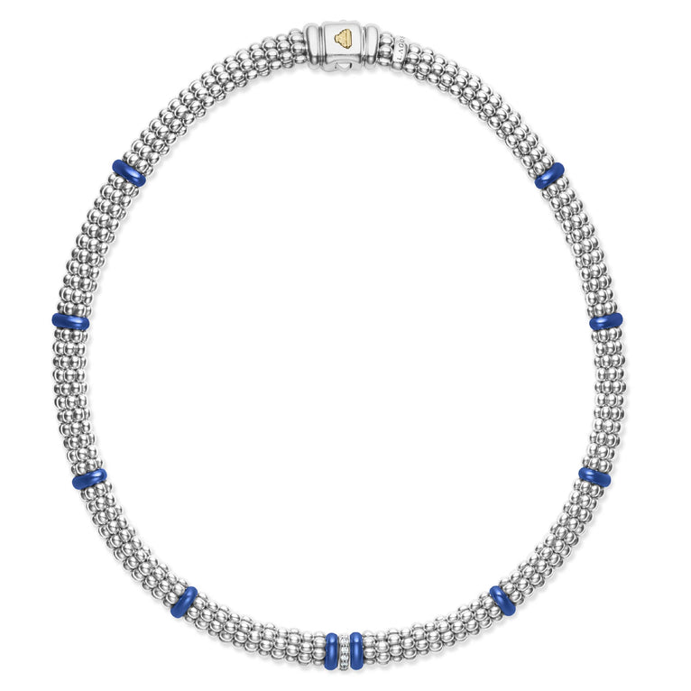 Blue Caviar Ultramarine Single Station Diamond Caviar Necklace