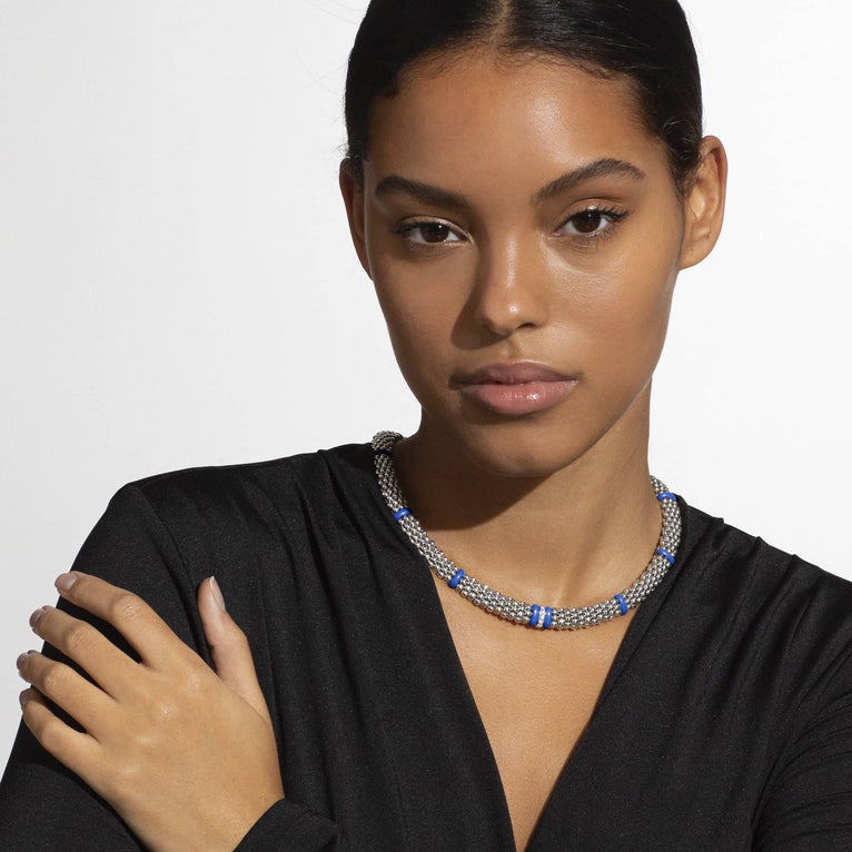 Blue Caviar Ultramarine Single Station Diamond Caviar Necklace