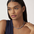 Blue Caviar Ultramarine Ceramic Three Bead Station Caviar Necklace