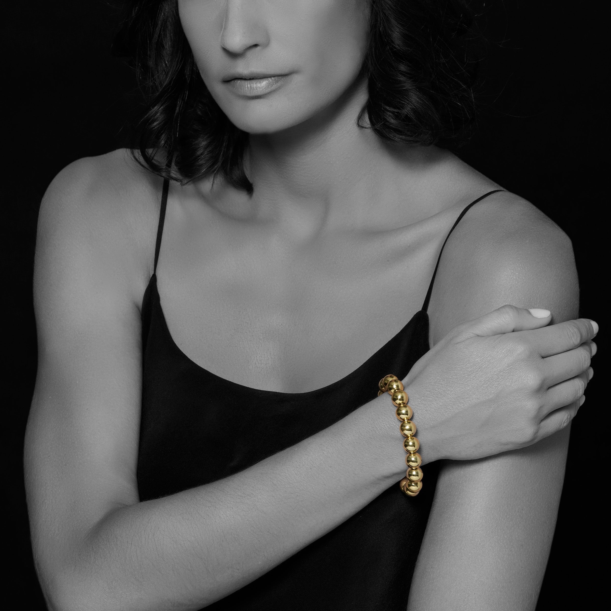 Caviar Gold 18K Gold Bead Bracelet 12mm