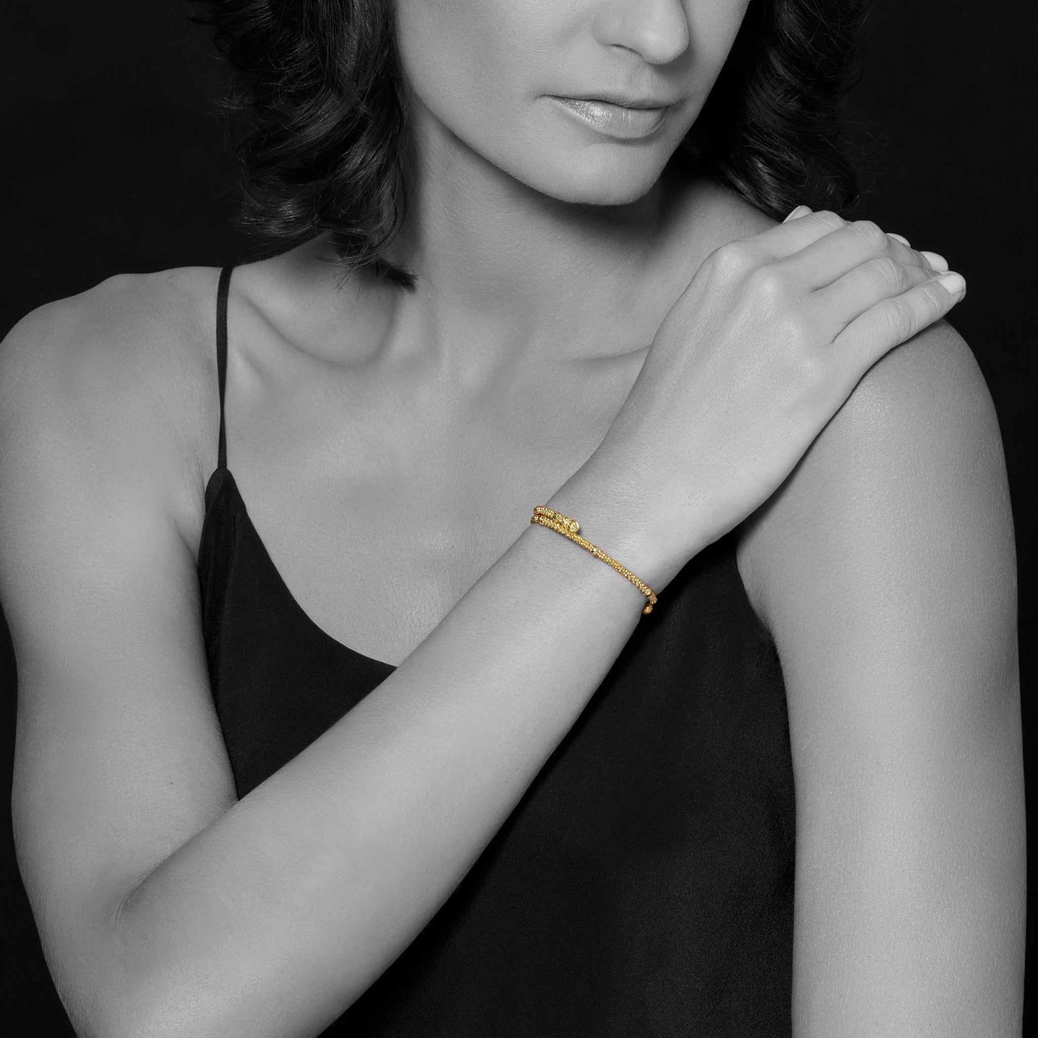 Caviar Gold 18K Gold Wrap Bracelet