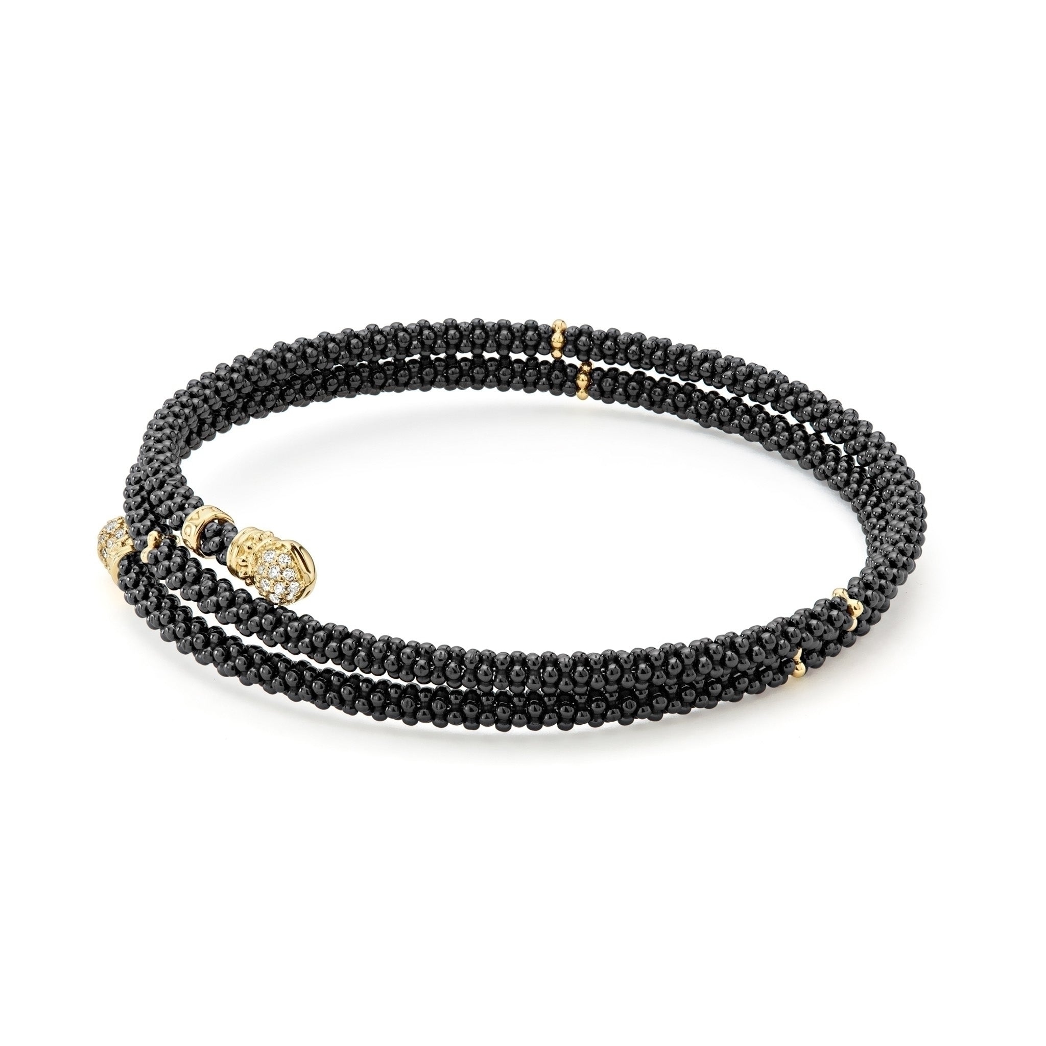 Black Caviar Ceramic Wrap Diamond Bracelet