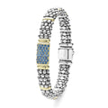 Sterling silver bracelet with 18k gold stations and blue sapphires