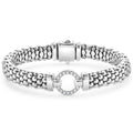 A classic circle of diamonds accents this versatile Caviar beaded bracelet. LAGOS diamonds are the highest quality natural stones.