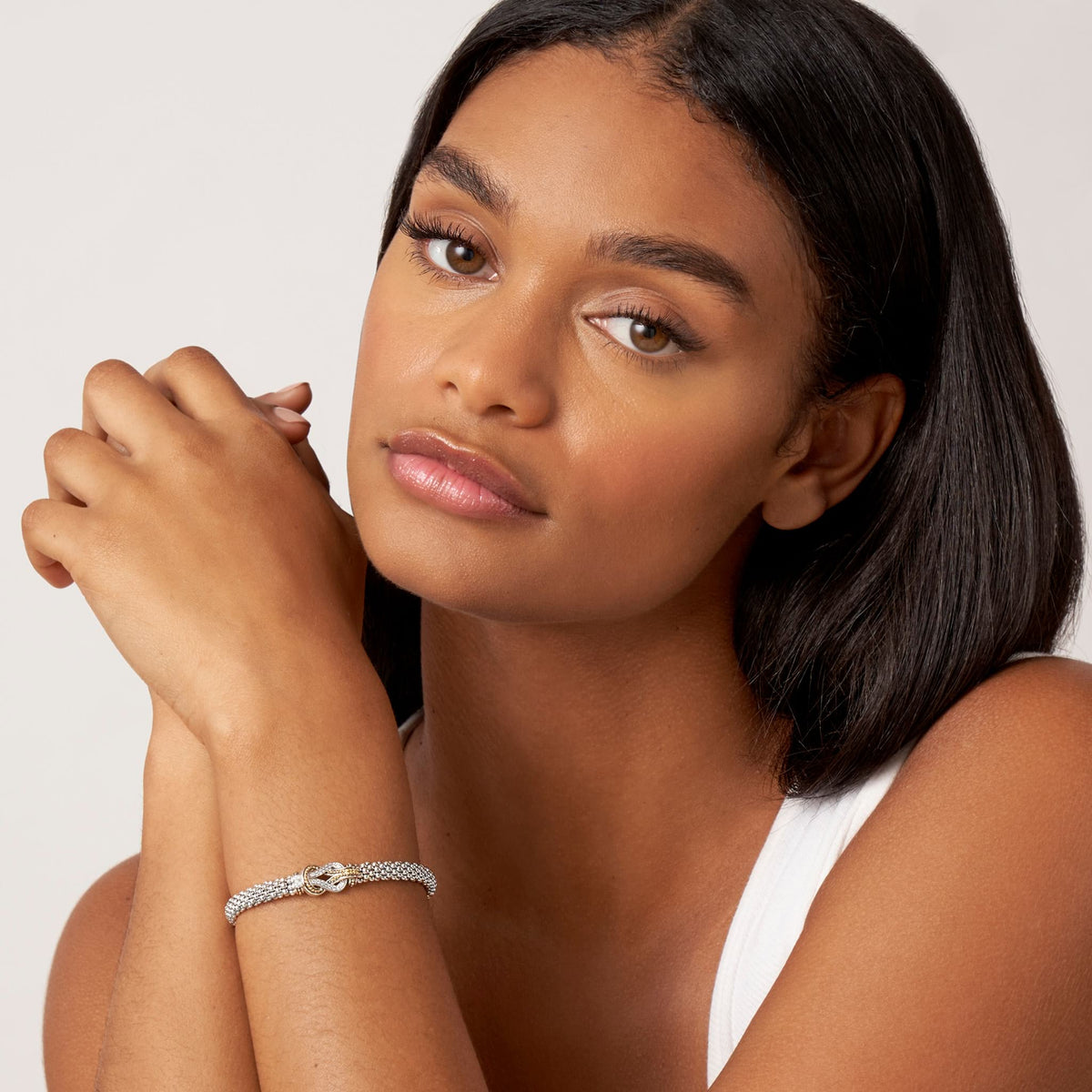 Two-Tone Knot Caviar Diamond Bracelet | 6mm | LAGOS Jewelry