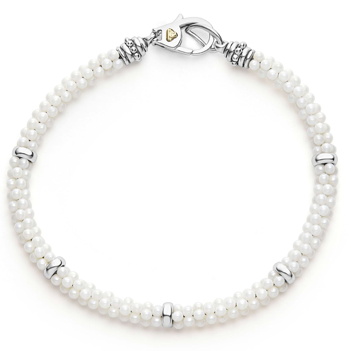 White Five Silver Station Ceramic Bracelet 5mm | LAGOS Jewelry