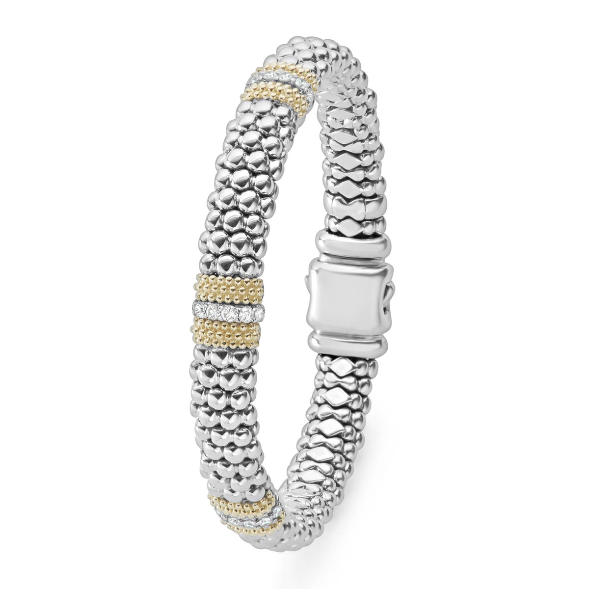 【 開梱 設置?無料 】 Three Station Diamond Caviar Bracelet | 9mm | LAGOS Jewelry 靴