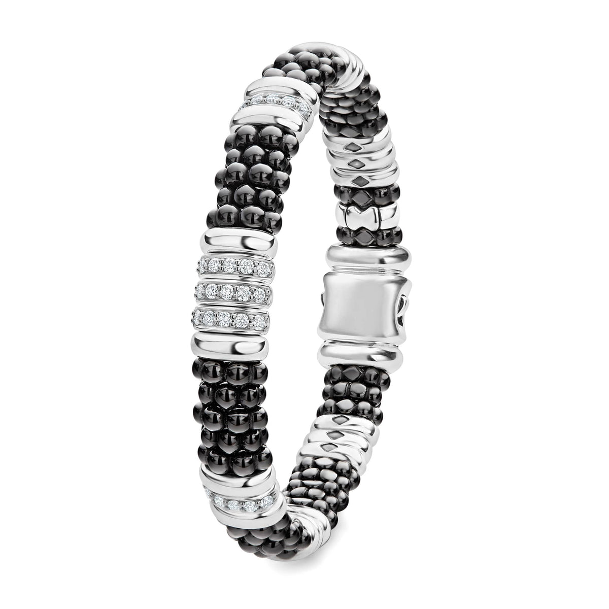 Five Station Black Ceramic Diamond Bracelet 9mm | LAGOS Jewelry