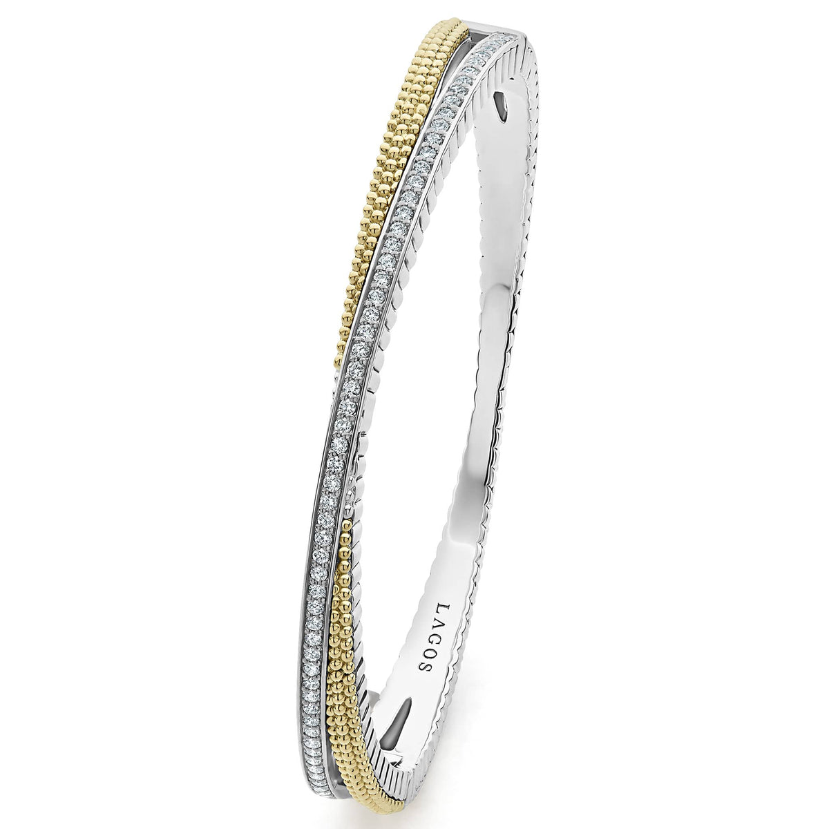 Caviar Lux 18K Gold Caviar and Diamond Bangle – LAGOS