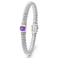 Small Amethyst Bracelet with sterling silver caviar beading