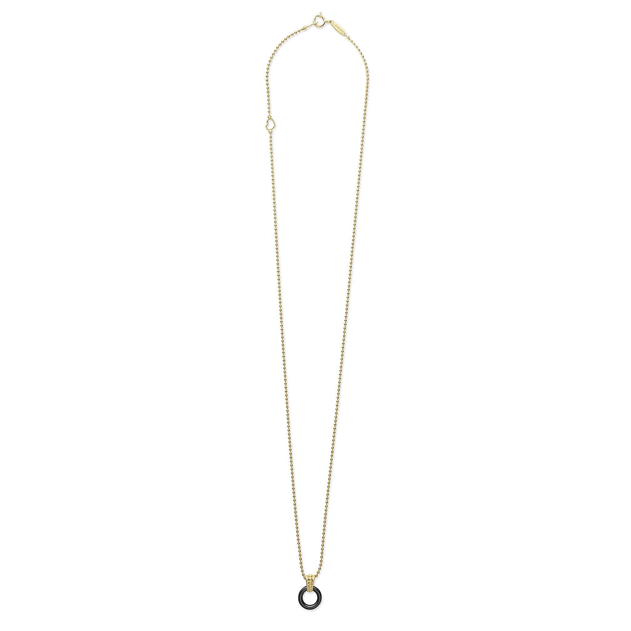 Meridian 18K Gold Black Ceramic Circle Pendant Necklace