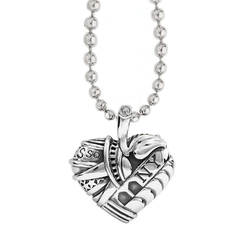 Celebrate the landmarks of the 'Big Apple' with the Empire State Building, the Statue of Liberty and Times Square with this sterling silver detailed pendant on a 34 inch ball chain.