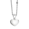 Beloved Fluted Heart Pendant Necklace featuring a fine oval-link chain with a smooth heart-shaped pendant, accented by sterling silver Caviar beading and fluting.