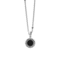 An onyx gemstone pendant framed by sterling silver Caviar beading finished on a versatile link necklace with six sterling silver Caviar beaded stations.