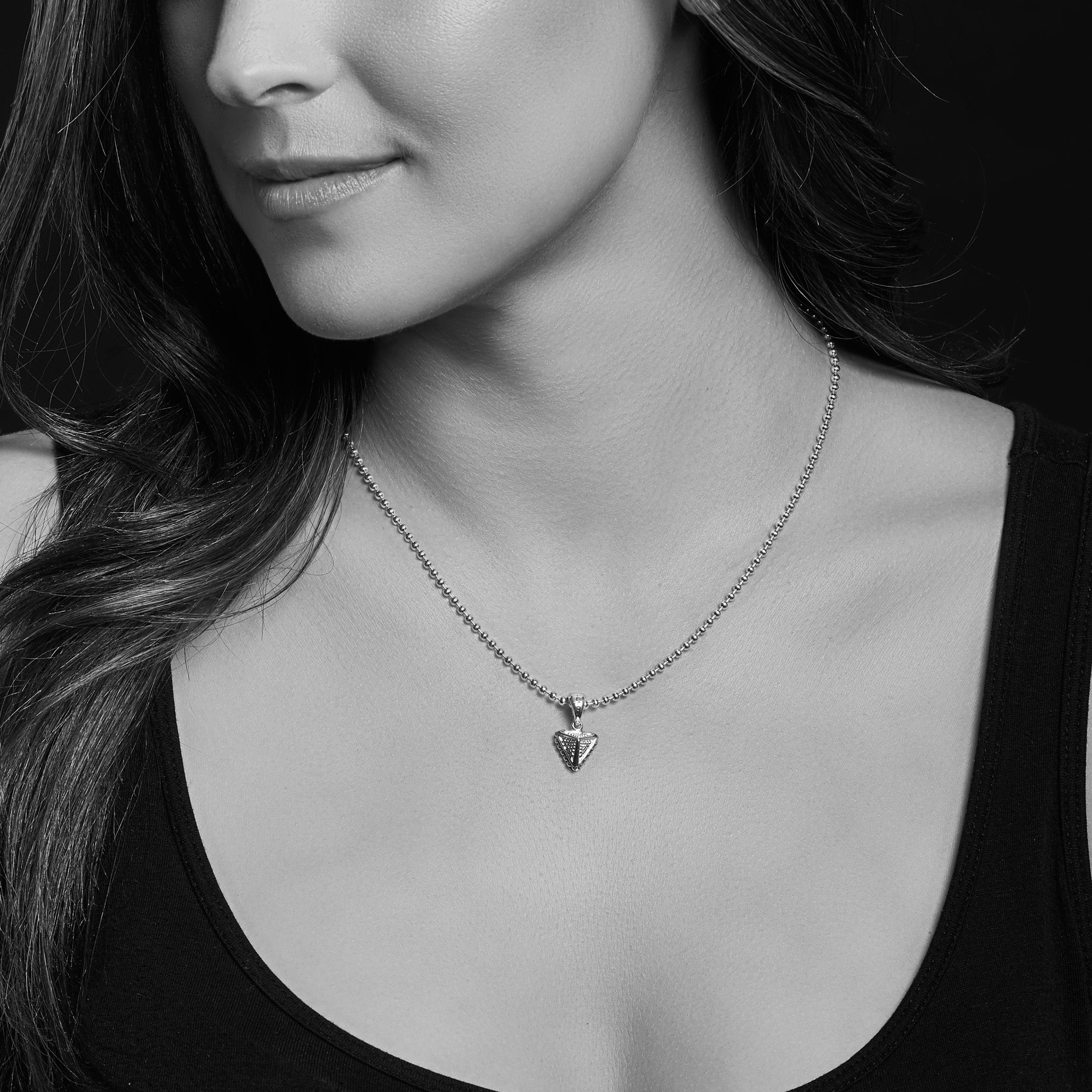 KSL Caviar Pyramid Pendant Necklace