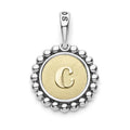 A Signature Caviar sterling silver and 18K gold initial ‘C’ charm. Charm can only be paired with chains 04-80756-ML, 04-80549-ML, 04-80946-ML or 04-10534-ML. Chain sold separately.