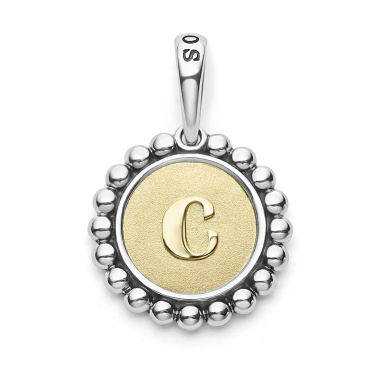 A Signature Caviar sterling silver and 18K gold initial ‘C’ charm. Charm can only be paired with chains 04-80756-ML, 04-80549-ML, 04-80946-ML or 04-10534-ML. Chain sold separately.