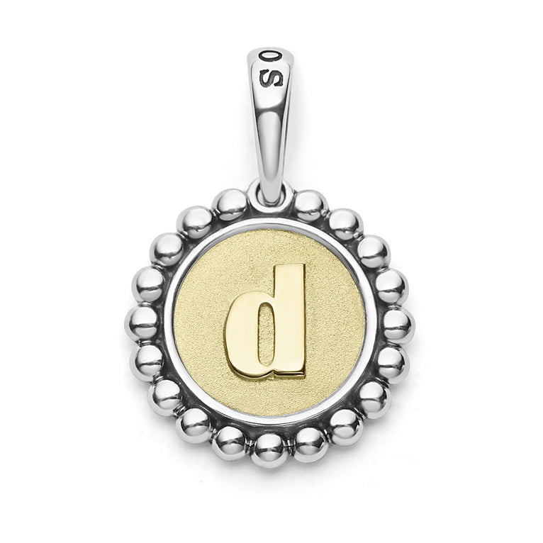A Signature Caviar sterling silver and 18K gold initial ‘D’ charm. Charm can only be paired with chains 04-80756-ML, 04-80549-ML, 04-80946-ML or 04-10534-ML. Chain sold separately.