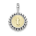 A Signature Caviar sterling silver and 18K gold initial ‘T’ charm. Charm can only be paired with chains 04-80756-ML, 04-80549-ML, 04-80946-ML or 04-10534-ML. Chain sold separately.