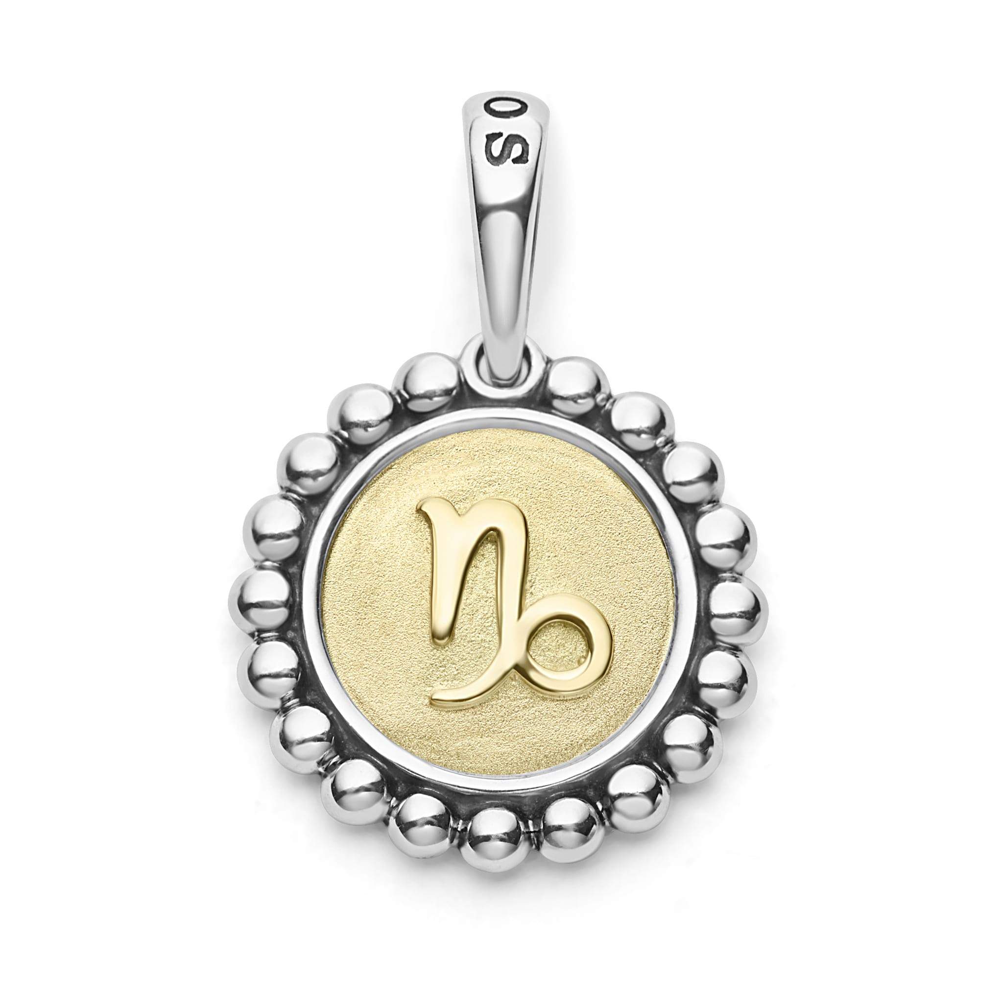 The Capricorn sterling silver and 18K gold Signature Caviar charm represents birthdays from December 22 to January 19. Charm can only be paired with chains 04-80756-ML, 04-80549-ML, 04-80946-ML or 04-10534-ML. Chain sold separately.