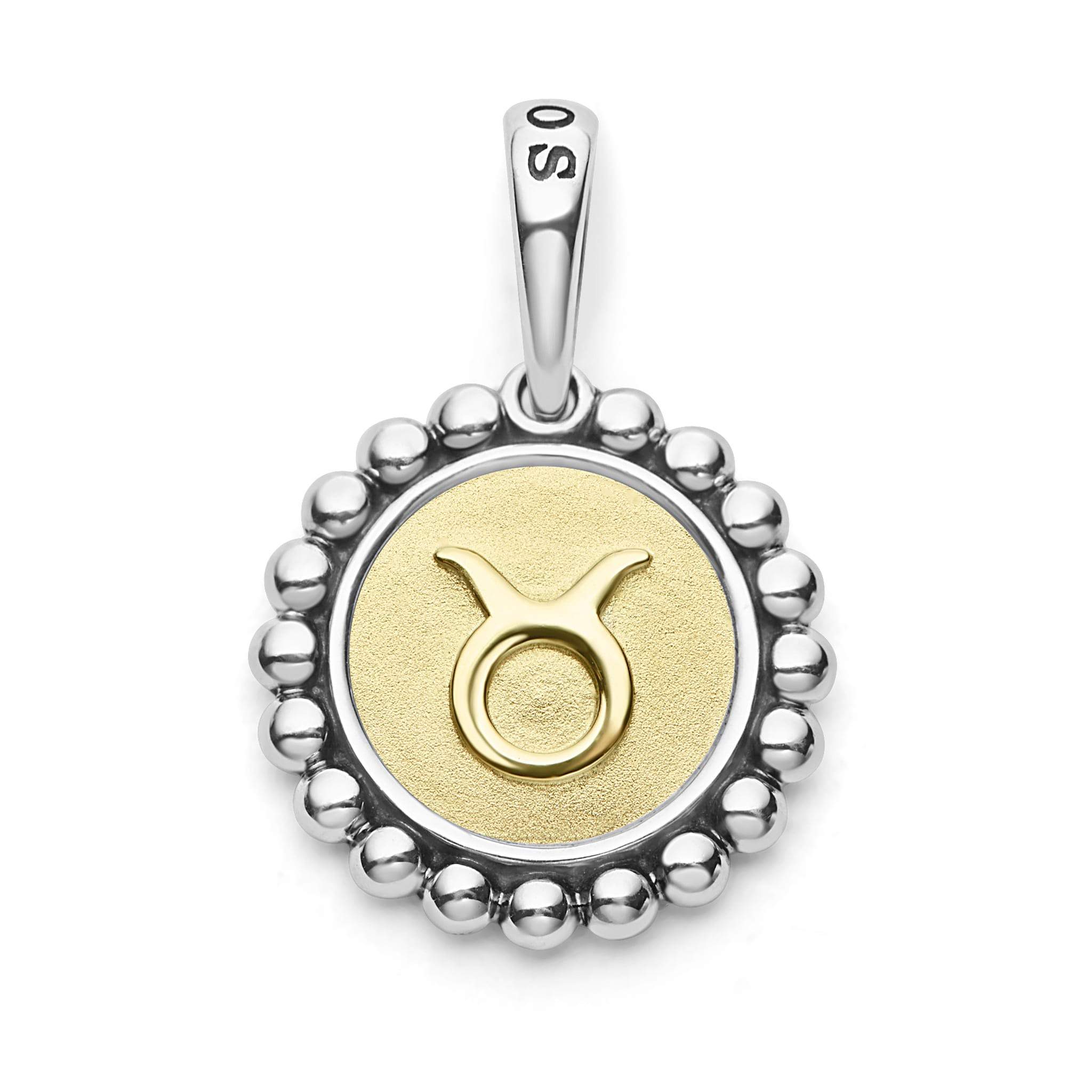The Taurus sterling silver and 18K gold Signature Caviar charm represents birthdays from April 20 to May 20. Charm can only be paired with chains 04-80756-ML, 04-80549-ML, 04-80946-ML or 04-10534-ML. Chain sold separately.