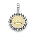 The Libra sterling silver and 18K gold Signature Caviar charm represents birthdays from September 23 to October 22. Charm can only be paired with chains 04-80756-ML, 04-80549-ML, 04-80946-ML or 04-10534-ML. Chain sold separately.