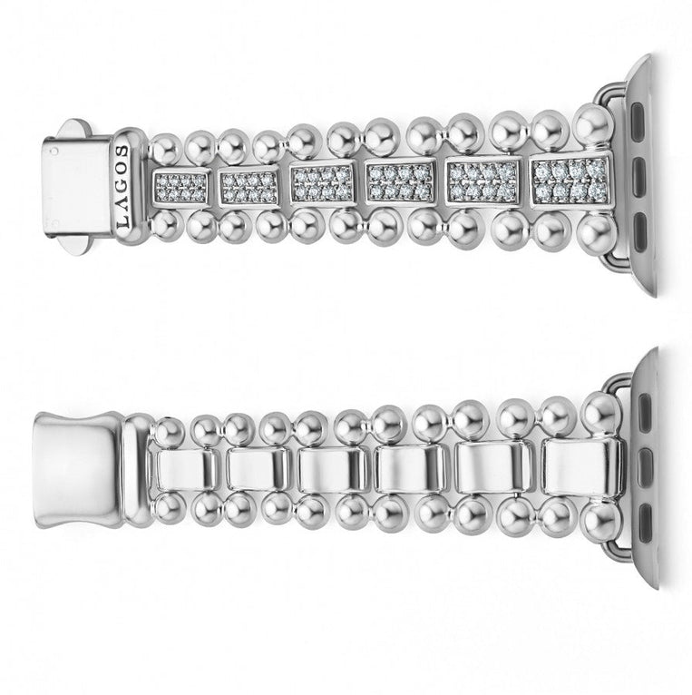 Smart Caviar Sterling Silver Full Diamond Watch Bracelet-38-45mm