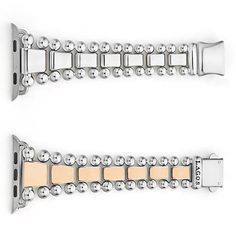 Smart Caviar 18K Rose Gold and Stainless Steel Watch Bracelet-42-49mm