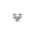 Smart Caviar Diamond and Sterling Silver Link featuring a barbell-style stud with polished metal balls and a pave-diamond bar to enhance bracelet length.