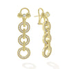 Pavé diamonds set in 18K gold with Caviar beaded accents form these circle shaped drop earrings. LAGOS diamonds are the highest quality natural stones.