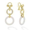 Ceramic circles are linked together with 18K Caviar Gold to create these stunning drop earrings.