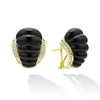 18K gold, diamonds and fluted onyx gemstones form these classic omega clip earrings. LAGOS diamonds are the highest quality natural stones.
