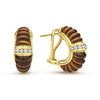 18K gold, diamonds and fluted tigers eye gemstones form these classic omega clip earrings. LAGOS diamonds are the highest quality of natural stones.