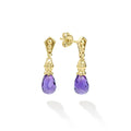 Caviar Gold 18K Gold Amethyst Drop Earrings