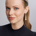 Caviar Gold Seven Graduated Bead Elevated Drop Earrings