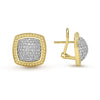 Studio 18K Gold Diamond Cushion Omega Clip Earrings