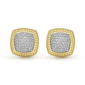 Studio 18K Gold Diamond Cushion Omega Clip Earrings