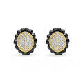Caviar Gold 18K Gold and Black Ceramic Diamond Oval Stud Earrings