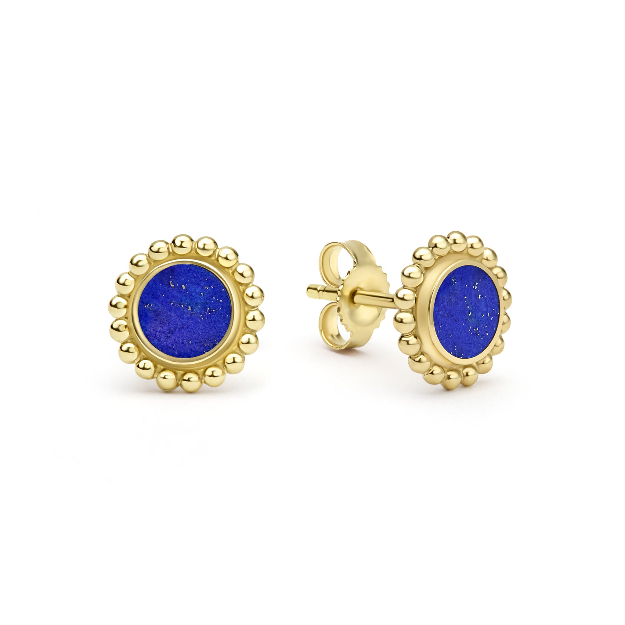 Covet 18K Gold Framed Lapis Stud Earrings