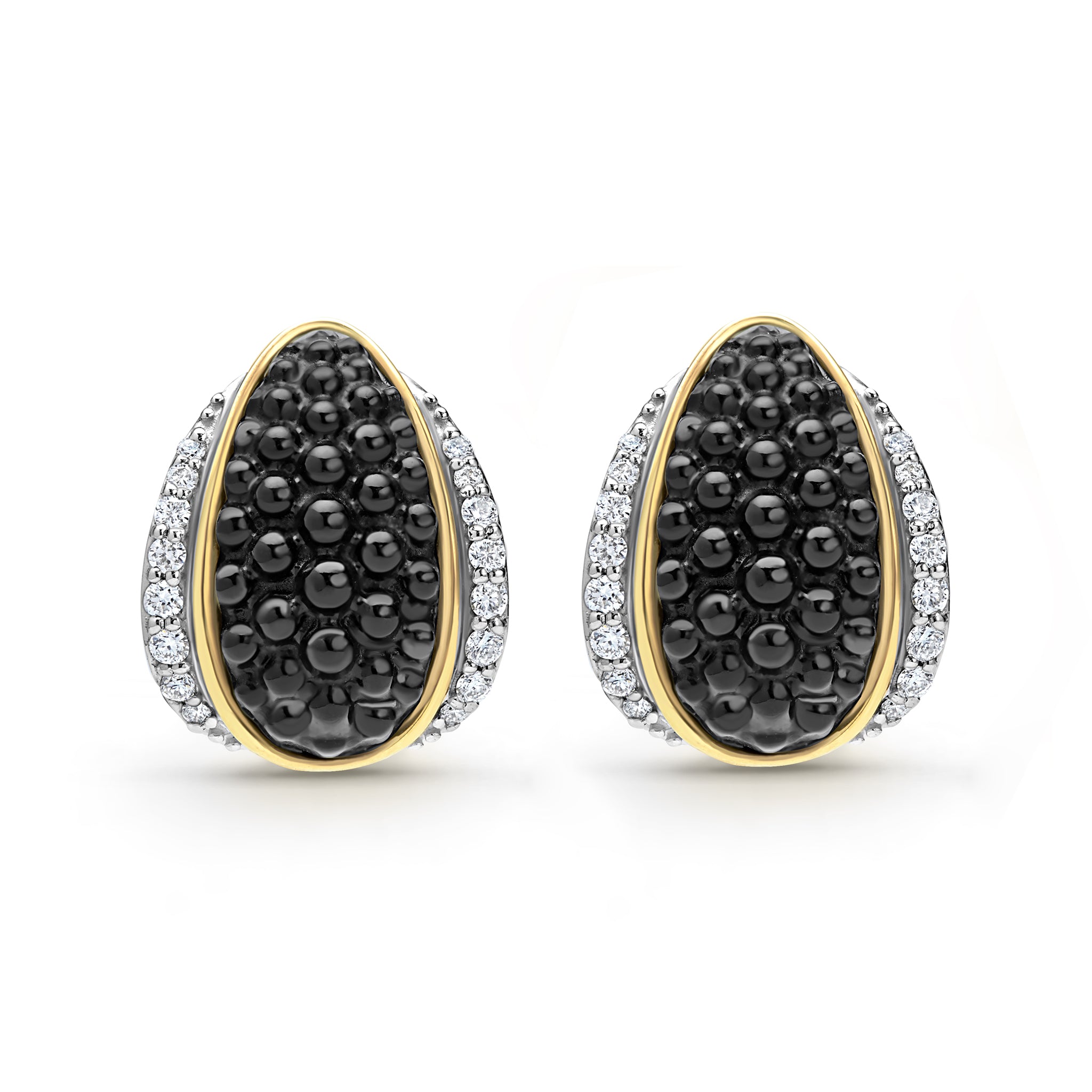 Caviar Gold 18K Gold & Black Ceramic Caviar Diamond Stud Earrings