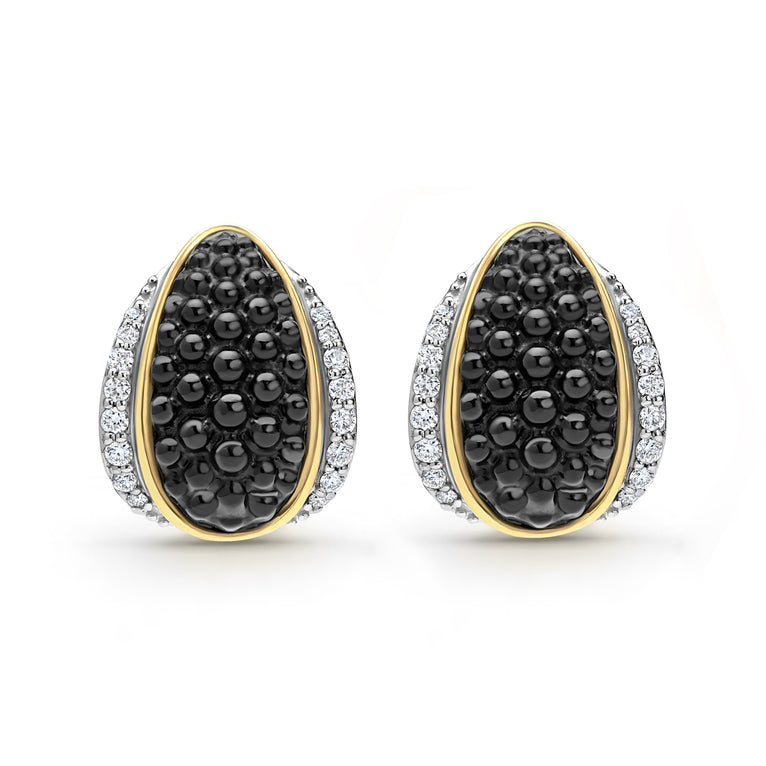 Caviar Gold 18K Gold & Black Ceramic Caviar Diamond Stud Earrings