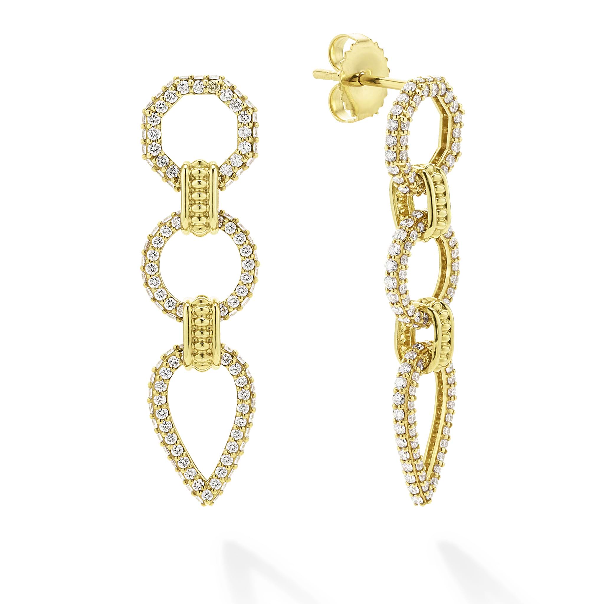 Studio 18K Gold Geometric Diamond Drop Earrings