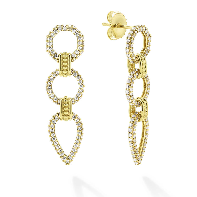 Studio 18K Gold Geometric Diamond Drop Earrings