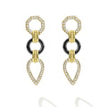 Black Caviar 18K Gold & Black Ceramic Geometric Drop Diamond Earrings